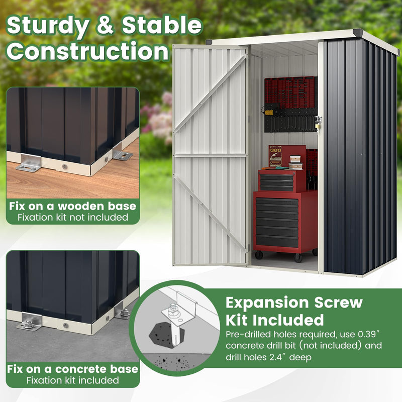 Load image into Gallery viewer, Goplus 4 x 3 FT Metal Outdoor Storage Shed, Snap-on Structures for Efficient Assembly, All-Weather Color Steel Utility Storage House
