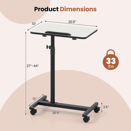 Goplus Overbed Table Adjustable Medical Bedside Table Hospital Food Tray