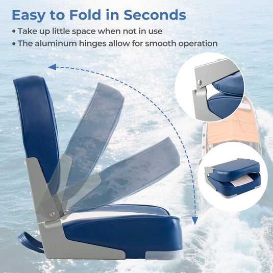 Goplus 2-Pack Folding Boat Seat with Stainless Steel Screws & Aluminum Hinges