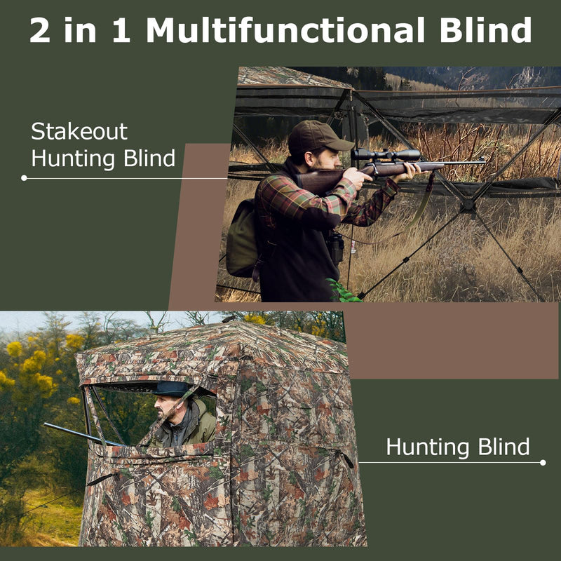 Load image into Gallery viewer, Goplus 360 Degree See-Through Hunting Blind w/Full-Open Door, Carrying Bag, 2-3 Person Ground Blind for Deer Turkey Hunting
