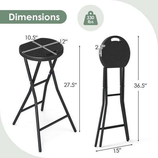 Goplus Folding Stool 27.5" Counter Height Backless Bar Chair for Kitchen Island Bar Table Patio