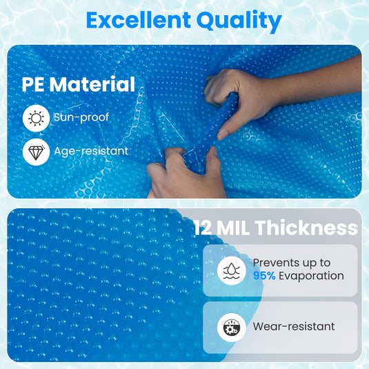 Goplus 8FT /  12FT Round Solar Pool Cover | Heavy-Duty Thermal Insulating Bubble Wrap Cover