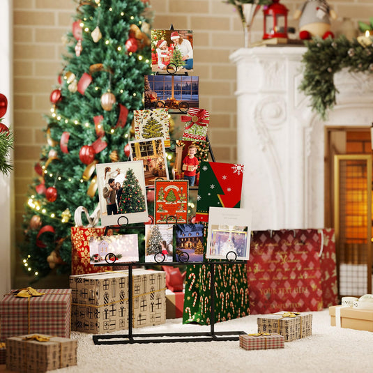 Goplus 2 Pack Christmas Tree Photo Holder with 36 Round Clips