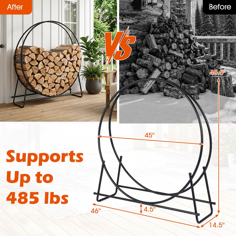 Load image into Gallery viewer, Goplus 45" Round Firewood Rack | Heavy-Duty Metal Log Holder (45 inch)
