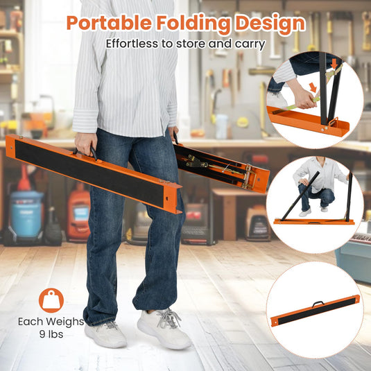Goplus Saw Horses 2 Pack Portable Heavy-Duty Galvanized Metal Power Tool Stand