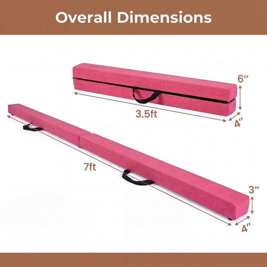 Goplus 7 FT Gymnastics Balance Beam Foldable Non-Slip Foam Floor Beam