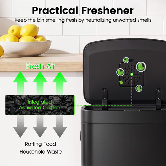 Goplus 13 Gal Stainless Steel Kitchen Trash Can w/Recycling Bin