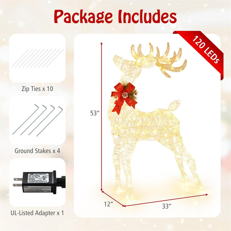 Load image into Gallery viewer, Goplus Lighted Christmas Reindeer | 4.4 FT Pre-Lit Xmas Holiday Decoration
