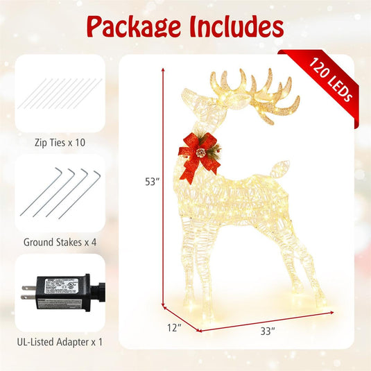 Goplus Lighted Christmas Reindeer | 4.4 FT Pre-Lit Xmas Holiday Decoration