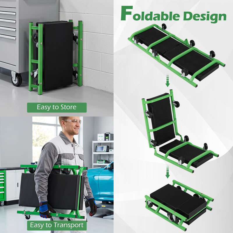 Load image into Gallery viewer, Goplus Foldable Mechanic Creeper with 360° Swivel Wheels | 330 lbs Heavy Duty Garage Creeper
