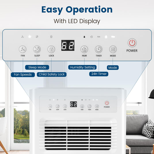 32 Pints/Day Portable Quiet Dehumidifier for Rooms up to 2500 Sq. Ft w/ Sleep Mode, 24H Timer