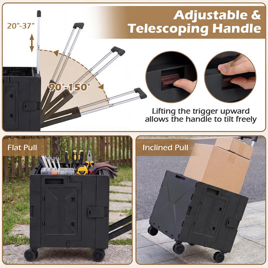 Goplus Foldable Utility Cart on 4 Rotate Wheels
