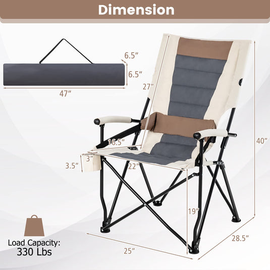 Goplus Camping Chairs, Portable Lumbar Back Beach Chair, Folding Chair for Outside, Fishing, Hiking, Picnic