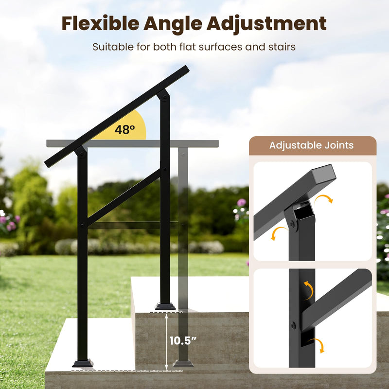 Load image into Gallery viewer, Goplus Metal Hand Rail Fits 0-2 Steps with Flexible Angle Adjustment
