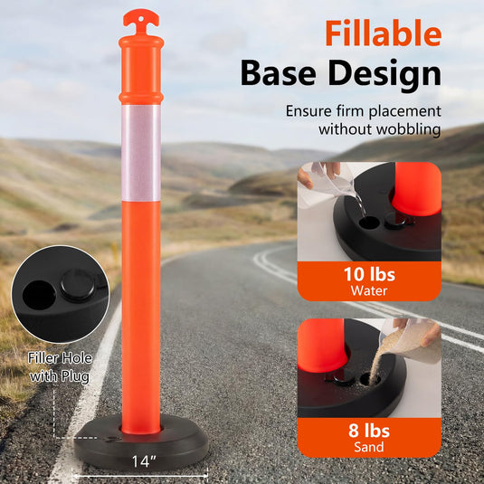Goplus 3/6/9 Pack Traffic Delineator Posts with Fillable Base