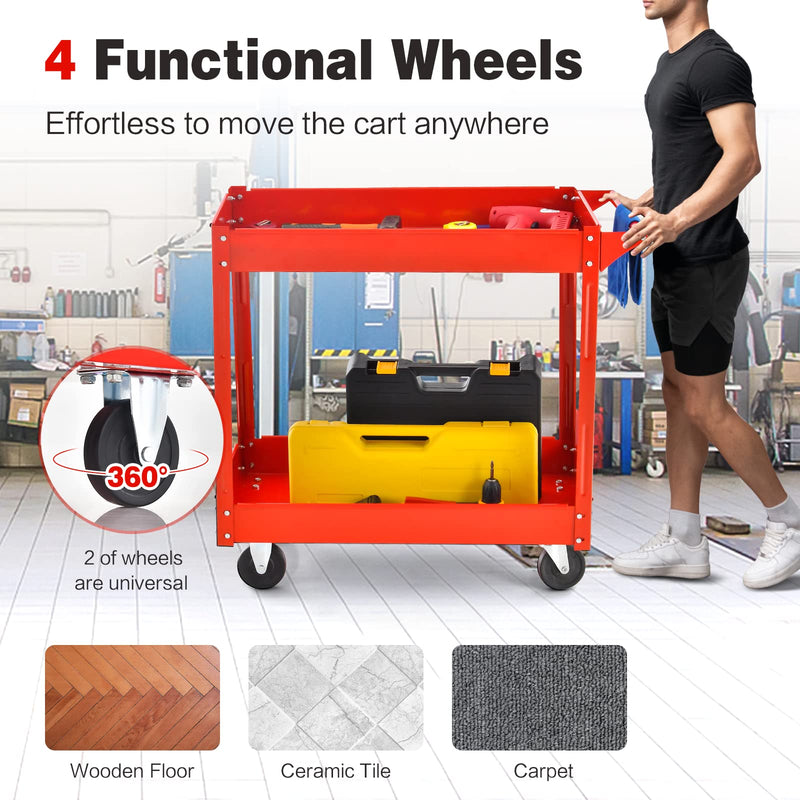 Load image into Gallery viewer, Goplus 2-Tier Utility Cart, Heavy Duty Commercial Service Tool Cart
