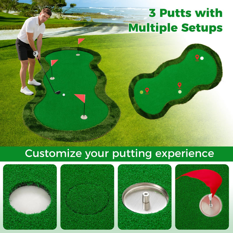 Load image into Gallery viewer, Goplus 10x5FT Large Golf Putting Green with 3 Holes &amp; 3 Flags
