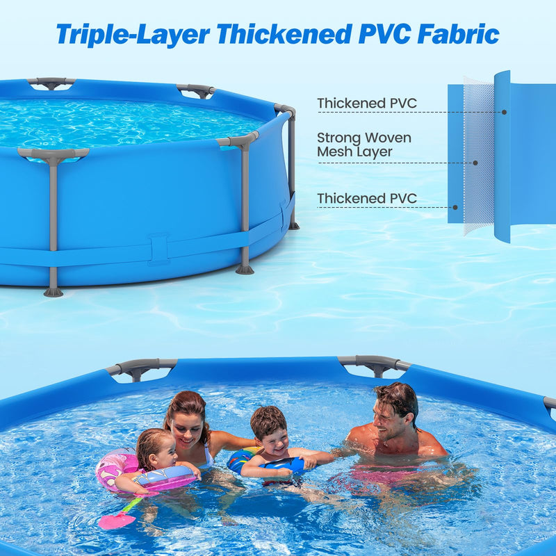 Load image into Gallery viewer, Goplus 10&#39; x 10&#39; x 30&#39;&#39; Metal Frame Family Pool Set w/PVC Fabric &amp; Drainage Valve Connector
