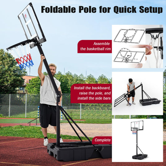 Goplus 10 FT Stepless Adjustable Basketball Goal System w/Fillable Base