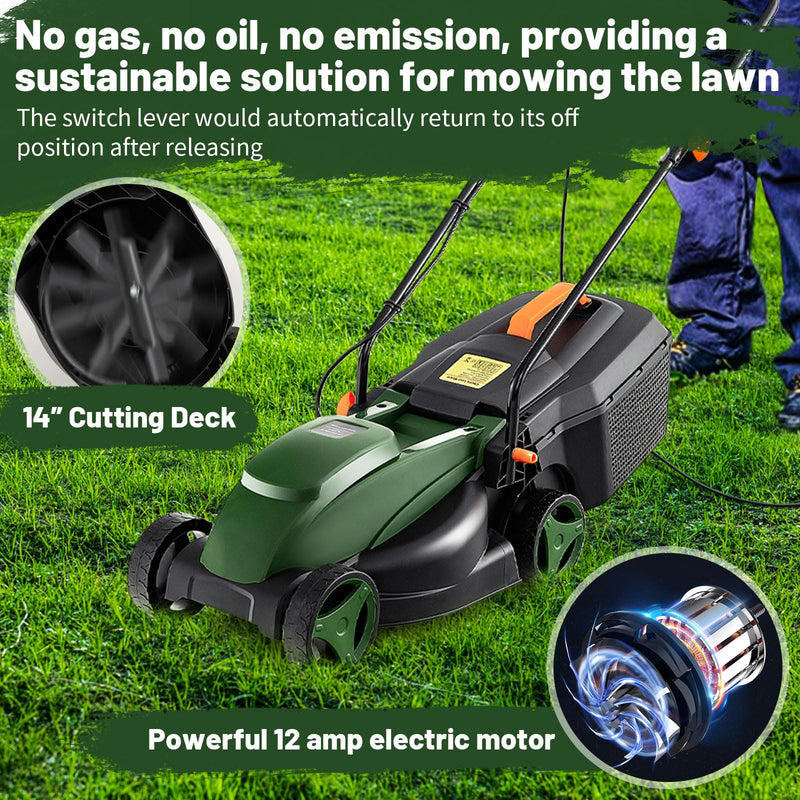 Load image into Gallery viewer, Goplus Electric Lawn Mower, 2-in-1 Versatile Corded Lawn Mower, 12 AMP Motor, 14&quot; Cutting Deck
