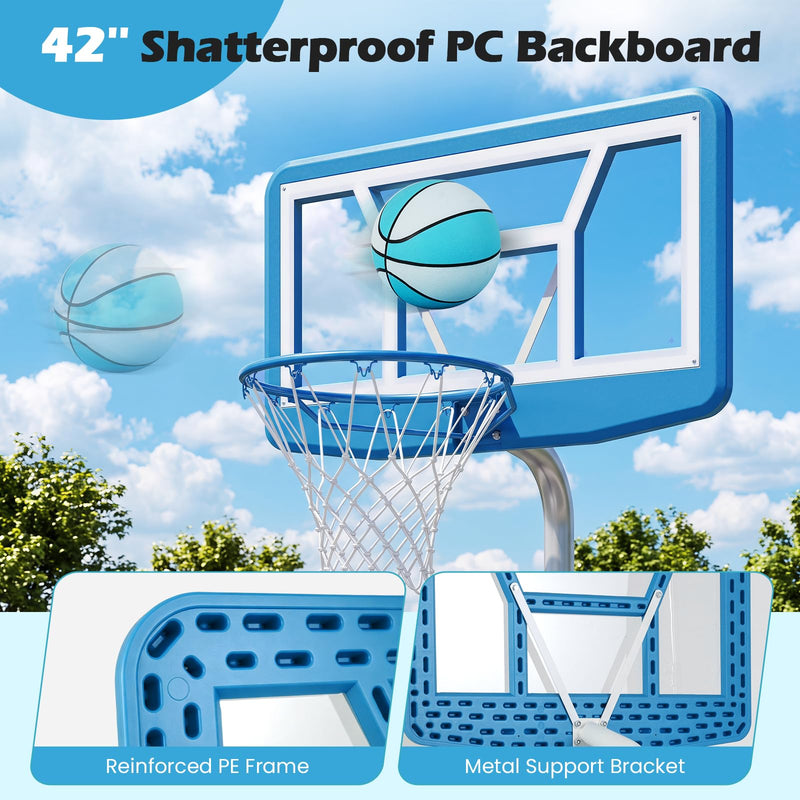 Load image into Gallery viewer, Goplus Shatterproof Outdoor Swimming Poolside Basketball Goal System with 200 LBS Weighted Base
