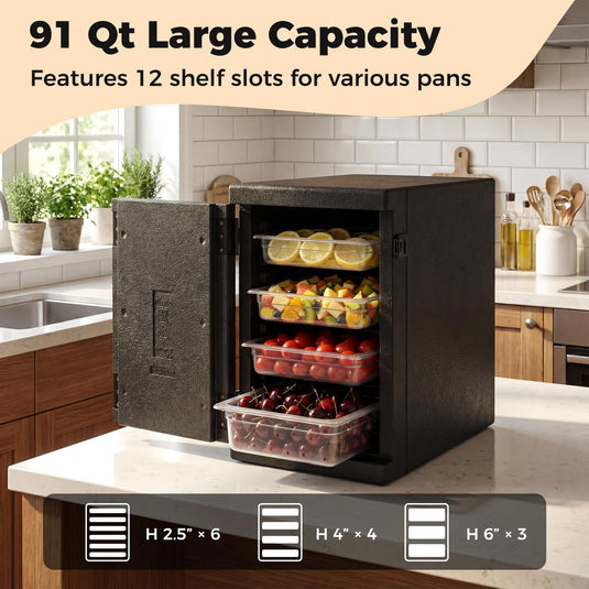 Goplus 91 Qt Insulated Food Pan Carrier | Lightweight Front Loading Food Warmer Cooler