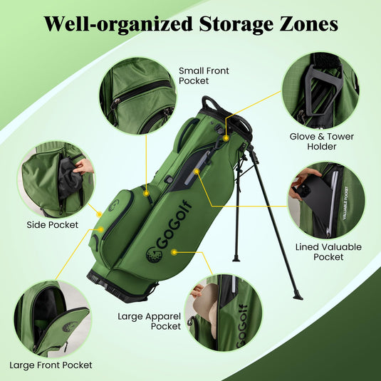 Goplus Golf Stand Bag with 8-Way Top Dividers Rain Hood 5 Pockets