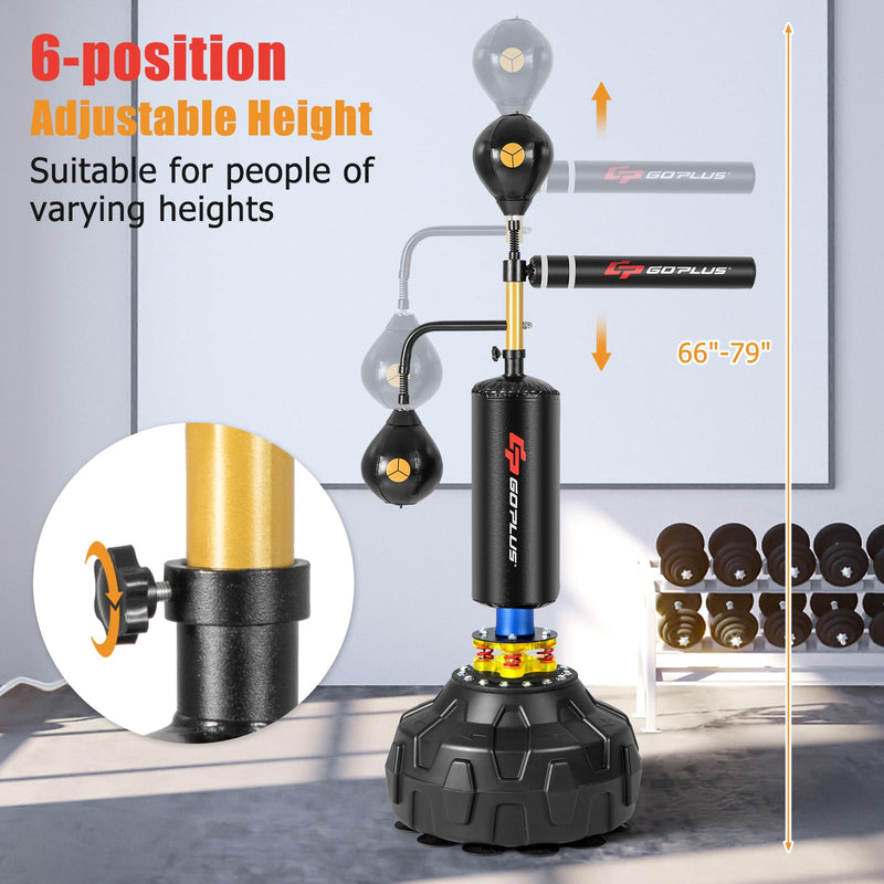 Load image into Gallery viewer, Goplus Boxing Speed Trainer, Freestanding Punching Bag 360-degree Spinning Bar with 2 Reflex Speed Balls
