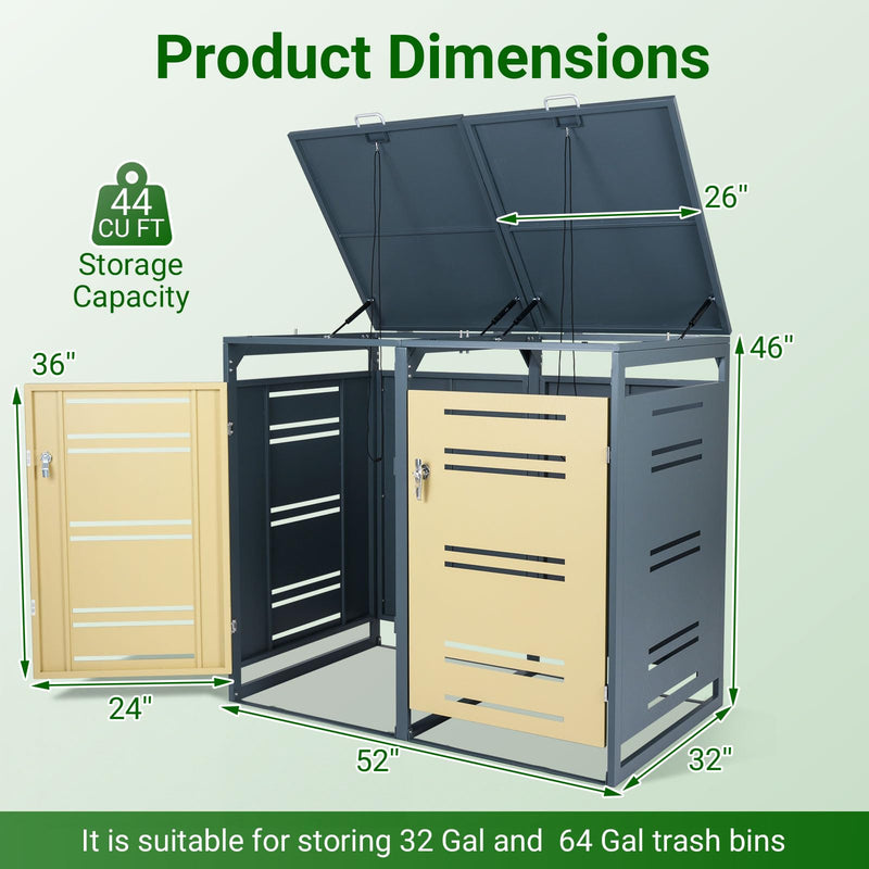 Load image into Gallery viewer, Goplus 52"x32"x46" Outdoor Trash Can Storage
