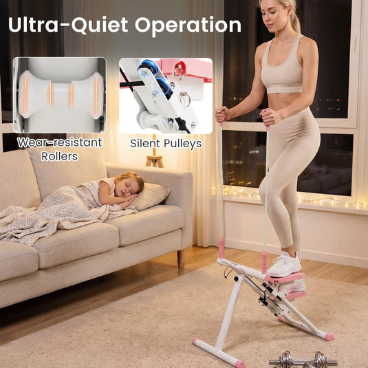 Goplus Stair Stepper Foldable Vertical Climber Exercise Machine with Detachable Handlebar