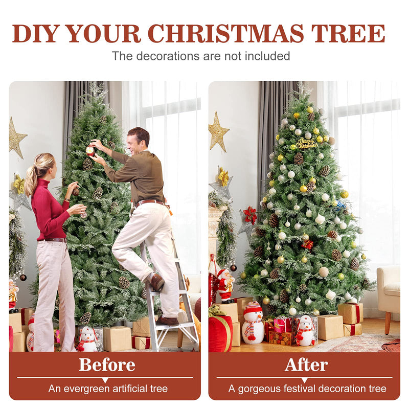 Load image into Gallery viewer, Goplus 8FT Snow Flocked Artificial Christmas Tree Unlit Premium Hinged Full Xmas Tree
