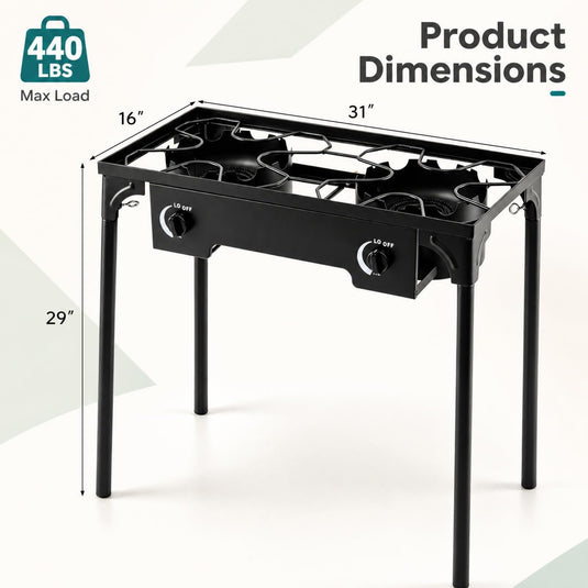 Goplus Outdoor Dual Burner Gas Stove | 160,000 BTU High Pressure