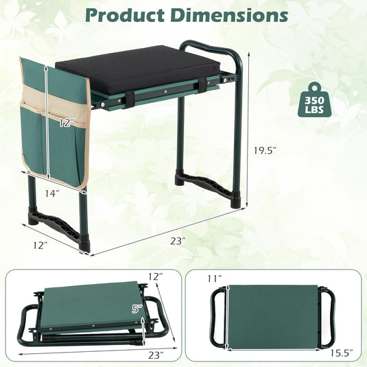 Goplus 11" Wide 2-in-1 Foldable Garden Kneeler and Seat for Seniors