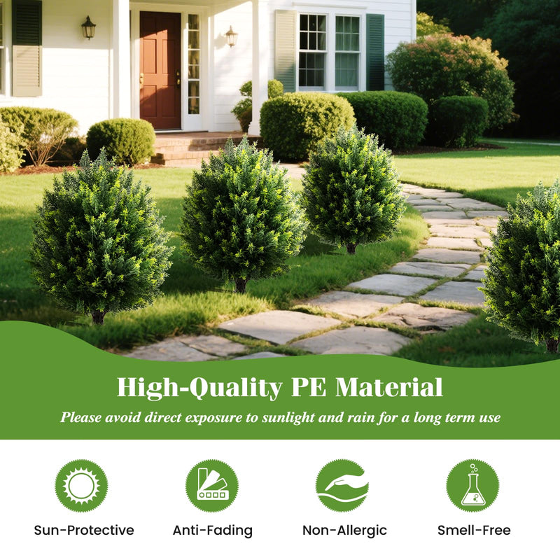 Load image into Gallery viewer, Goplus 2 Pack Faux Cedar Bushes with Ground Spike Sun-Protective Fake Shrub Plants
