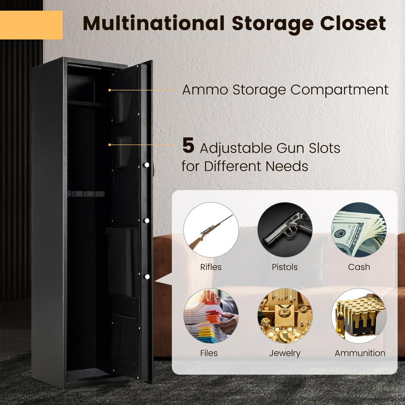 Load image into Gallery viewer, Goplus Gun Safe, 5-Gun Rifle Safe w/Ammo Lock Box
