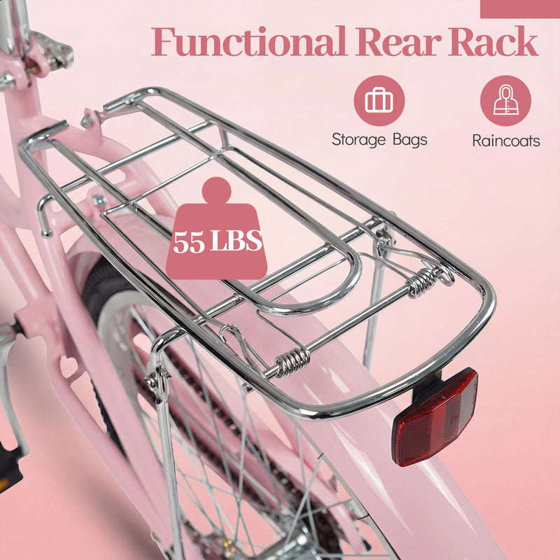 Load image into Gallery viewer, Goplus Beach Cruiser Bike with Basket Rear Rack Bell for Teens Adults Ladies
