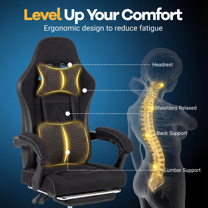 Load image into Gallery viewer, Goplus Gaming Chair Height Adjustable Computer Chair with Headrest Lumbar Support
