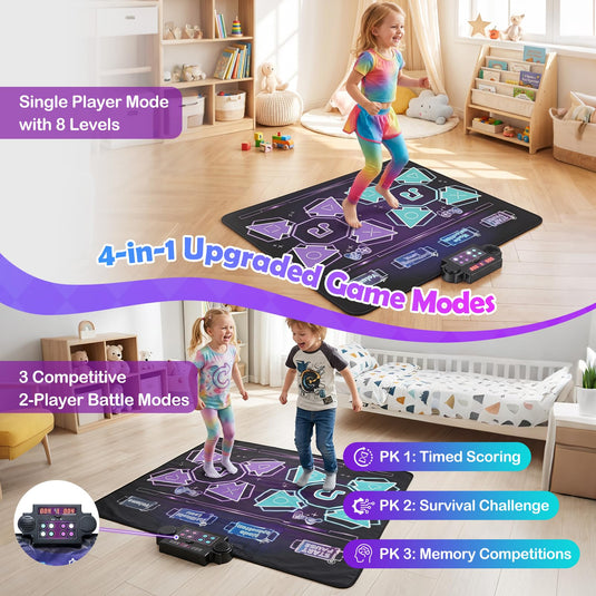 Goplus 2-Player Dance Mat Electronic Dancing Music Playmat for Kids Toddlers Boys Girls