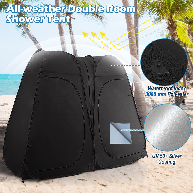 Load image into Gallery viewer, Goplus 2 Room Pop Up Shower Tent, 7.5FT Changing Tent with Ground Stake, Wind Rope, Carry Bag
