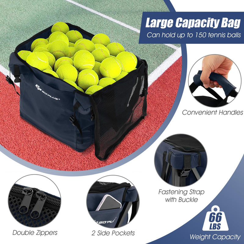 Load image into Gallery viewer, Goplus Foldable Tennis Ball Hoppers, Lightweight Aluminum Tennis Ball Basket
