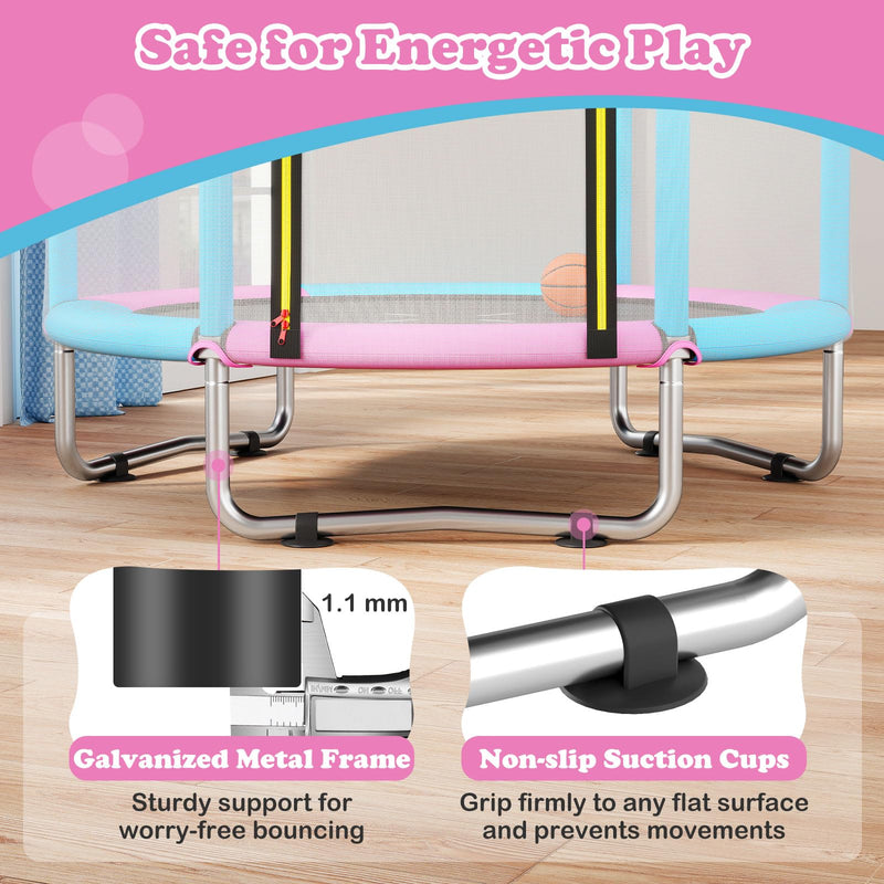 Load image into Gallery viewer, Goplus 60&quot; Toddler Recreational Trampoline with Basketball Hoop for 3-6 Years Old Kids
