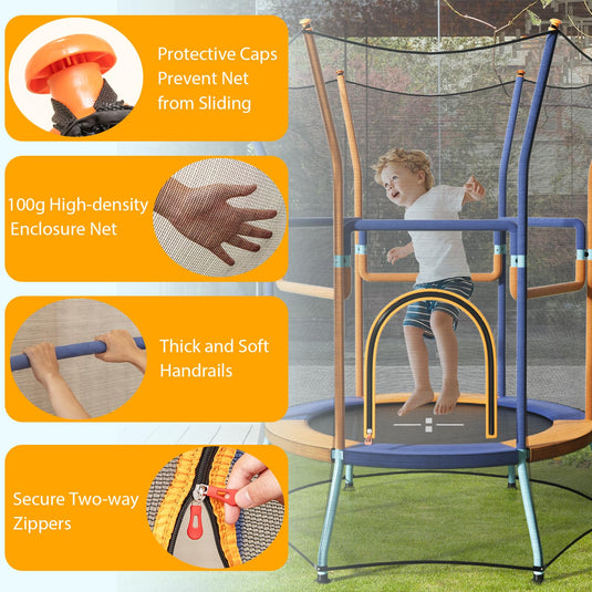 Goplus Kids Trampoline for Toddlers, ASTM Approved Mini Trampoline w/Heightened Safety Enclosure Net