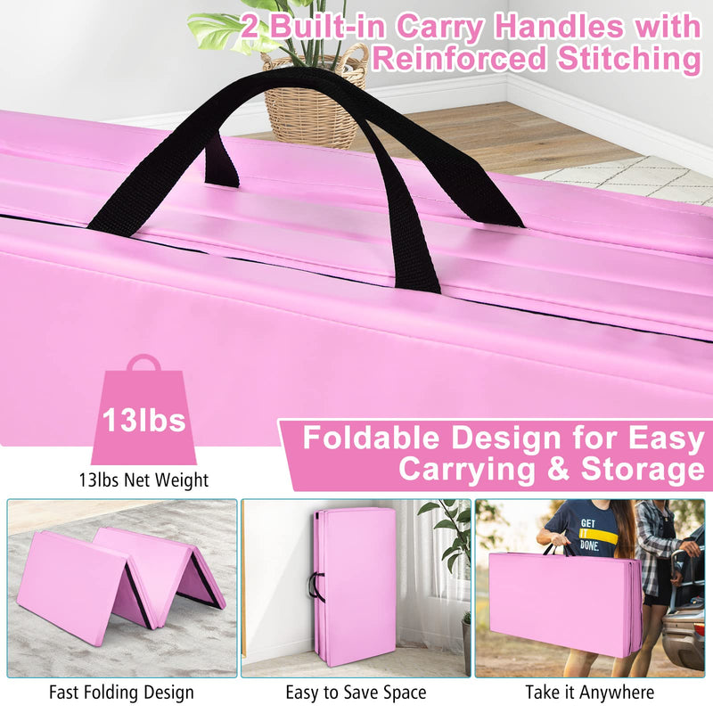 Load image into Gallery viewer, Goplus 8&#39; x 4&#39; Folding Gymnastics Mat, 2&quot; Thick 4 Fold Exercise Tumbling Mat with Carrying Handles for Home Gym Fitness

