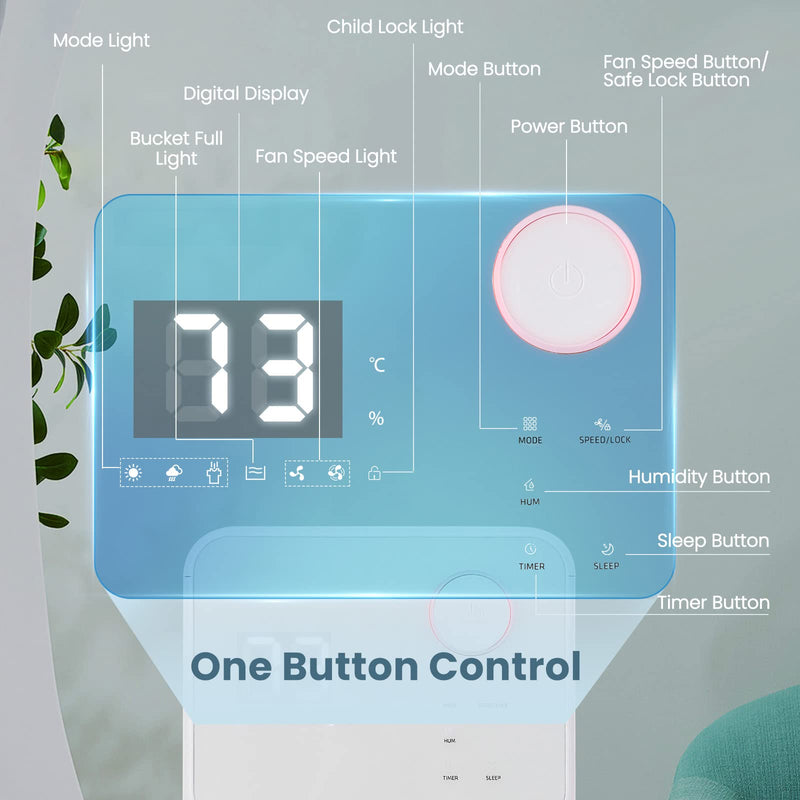 Load image into Gallery viewer, Dehumidifier for Large Room &amp; Basements, 2000 Sq. Ft, with Auto or Manual Drainage, 4 Modes, 2 Speeds, 0.5 Gallon Water Tank
