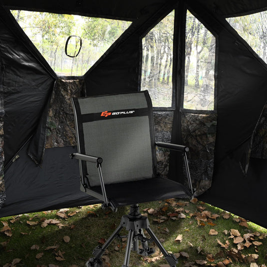Goplus 360° Swivel Hunting Chair | Portable Silent Deer Chair with Padded Armrests for Hunting