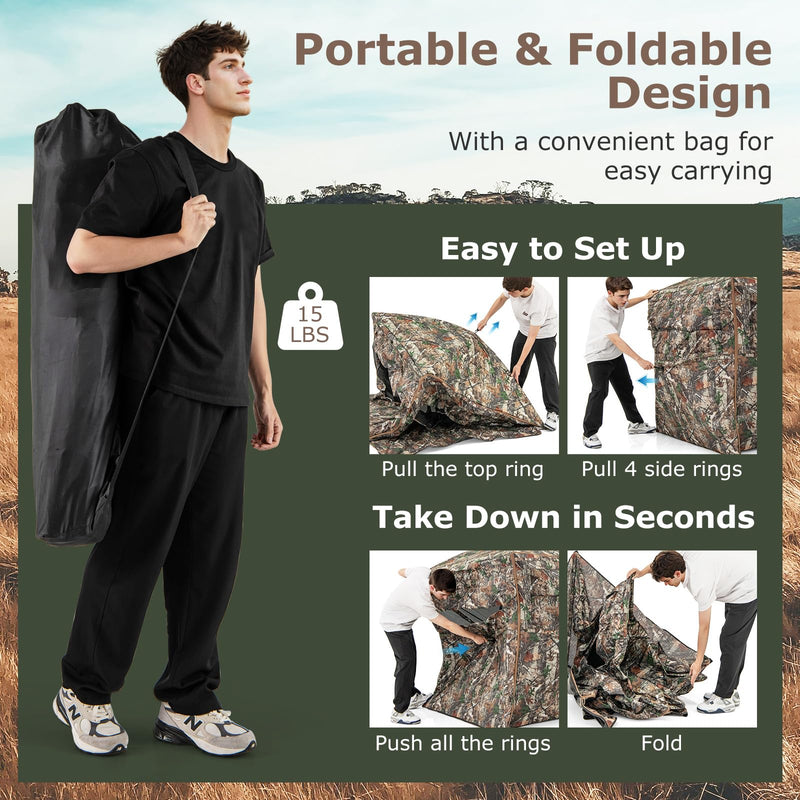 Load image into Gallery viewer, Goplus 360 Degree See-Through Hunting Blind w/Full-Open Door, Carrying Bag, 2-3 Person Ground Blind for Deer Turkey Hunting
