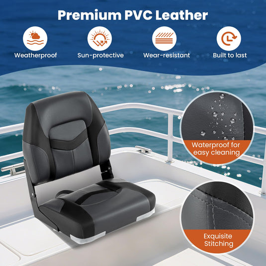 Goplus Folding Boat Seat with Stainless Steel Screws & Aluminum Hinges (2 Packs)