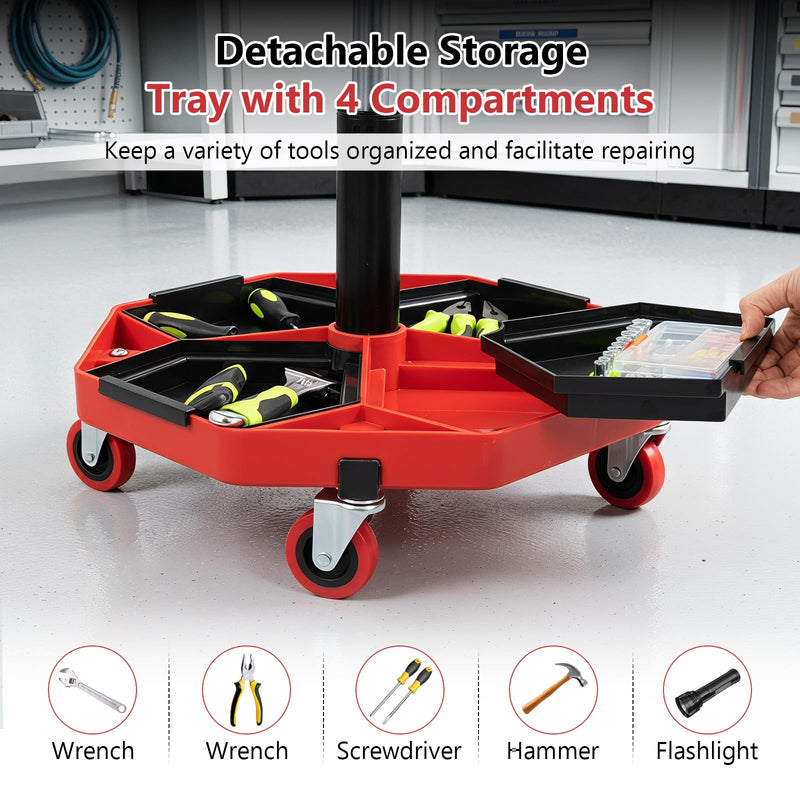 Load image into Gallery viewer, Goplus Rolling Mechanic Stool with Tool Storage Tray | PU Leather Seat Cushion
