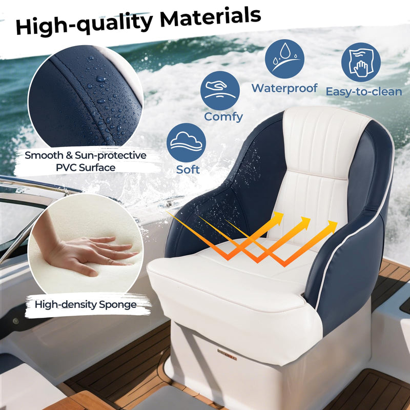 Load image into Gallery viewer, Goplus Pontoon Boat Seat with Thick Cushioned Seat | Ergonomic Cabin Caption Chair
