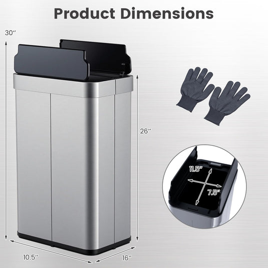Goplus 16 Gallon Kitchen Trash Can | Slim Automatic Touchless Trash Bin for Kitchen Bedroom